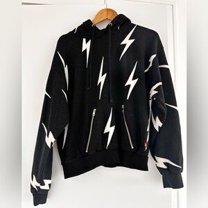 Aviator Nation Black and White Lightning Bolt Hoodie